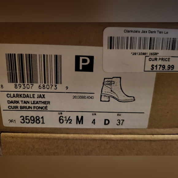 Clarks Tan Leather Ankle Boots - Picture 2 of 3